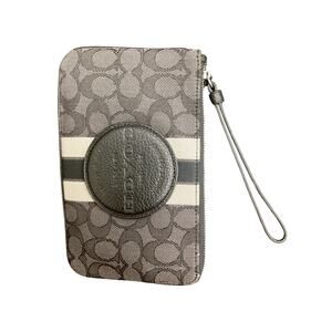 NWT Coach Wristlet Wallet Women’s 1 Size Dempsey Corner Zip Logo Black And Gray